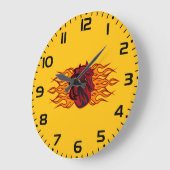 Fiery Red Horse Head mit Flammen Große Wanduhr (Winkel)