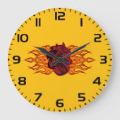 Fiery Red Horse Head mit Flammen Große Wanduhr (Vorderseite)