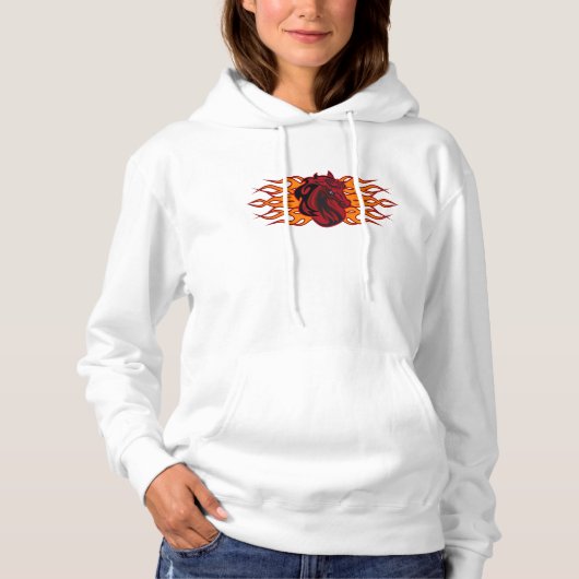 Fiery Red Horse Head mit Flammen Hoodie (Vorderseite)