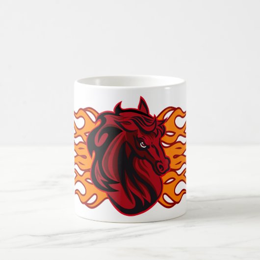 Fiery Red Horse Head mit Flammen Kaffeetasse (Mittel)