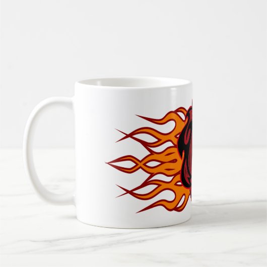 Fiery Red Horse Head mit Flammen Kaffeetasse (Links)