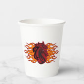 Fiery Red Horse Head mit Flammen Pappbecher (Vorderseite)