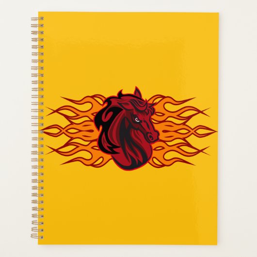 Fiery Red Horse Head mit Flammen Planer (Vorderseite)