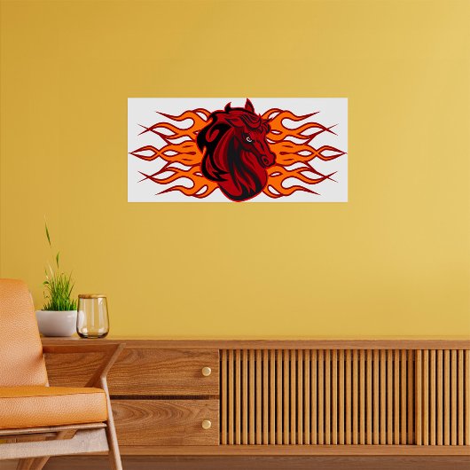 Fiery Red Horse Head mit Flammen Poster