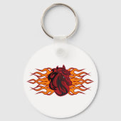 Fiery Red Horse Head mit Flammen Schlüsselanhänger (Vorderseite)