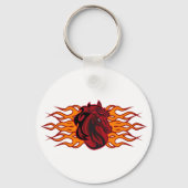 Fiery Red Horse Head mit Flammen Schlüsselanhänger (Rückseite)