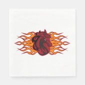 Fiery Red Horse Head mit Flammen Serviette (Vorderseite)