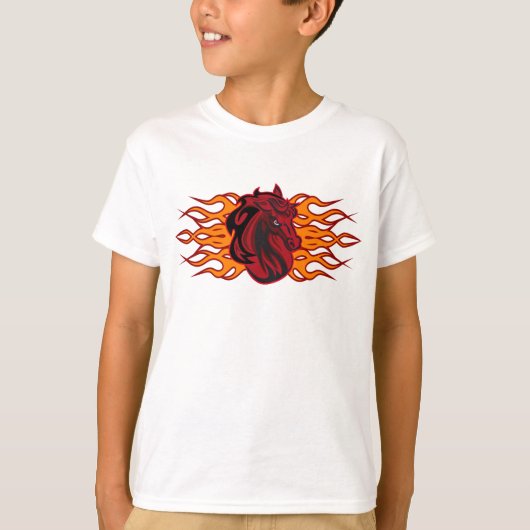Fiery Red Horse Head mit Flammen T-Shirt (Vorderseite)