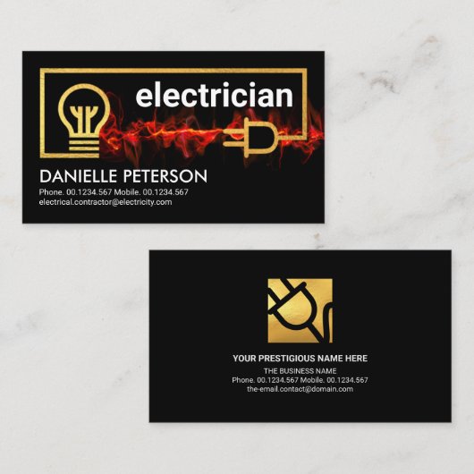 Fiery Red Lightning Power Electrical Wiring Visitenkarte (Vorne/Hinten)