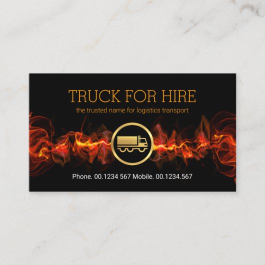 Fiery Red Lightning Zuhause Moving Truck Transport Visitenkarte (Vorderseite)