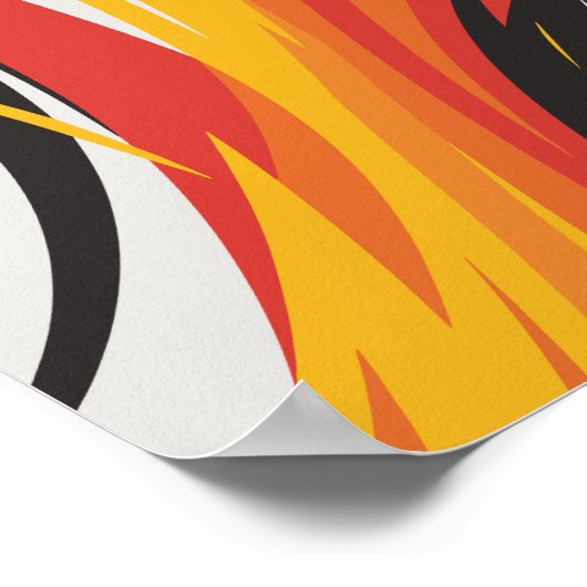 Fiery Red, Orange und Yellow Abstract Design Poster (Ecke)