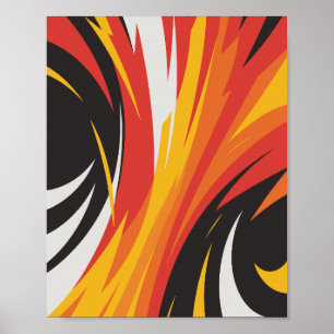 Fiery Red, Orange und Yellow Abstract Design Poster