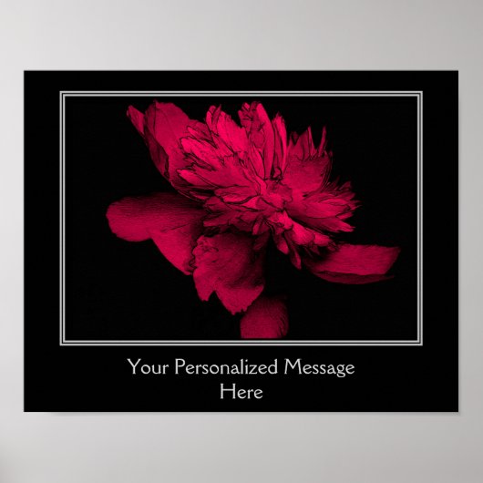 Fiery Red Peony Blume Personalisiert Poster (Vorne)