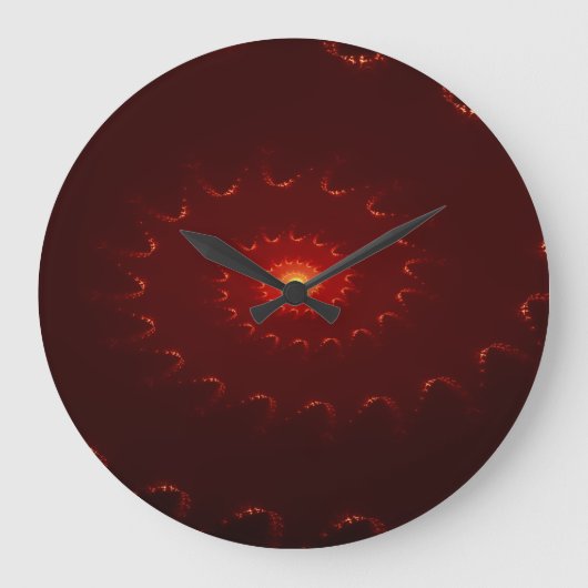 Fiery Red Sparkle Swirl Gradient Anzahl Große Wanduhr (Vorderseite)