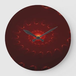 Fiery Red Sparkle Swirl Gradient Große Wanduhr