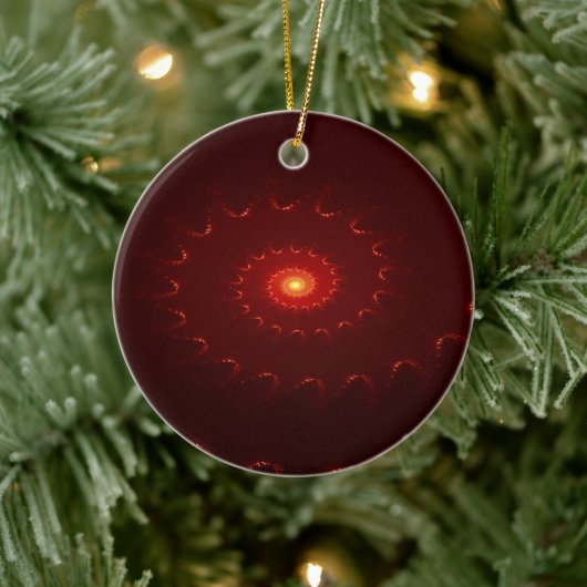 Fiery Red Sparkle Swirl Gradient Keramik Ornament (Baum)
