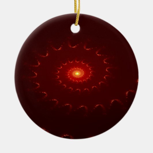 Fiery Red Sparkle Swirl Gradient Keramik Ornament (Vorne)