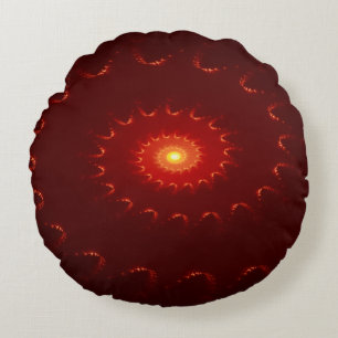 Fiery Red Sparkle Swirl Gradient Rundes Kissen
