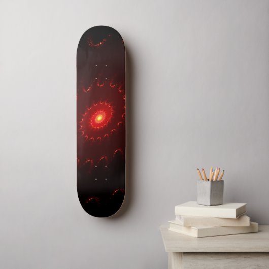 Fiery Red Sparkle Swirl Gradient Skateboard (Wandkunst)
