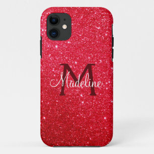 Fiery Red Sparkling Glitzer Mit Monogramm Case-Mate iPhone Hülle
