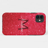 Fiery Red Sparkling Glitzer Mit Monogramm Case-Mate iPhone Hülle (Rückseite (Horizontal))