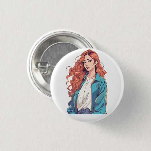 Fiery Redhead Ästhetik Button (Vorne & Hinten)