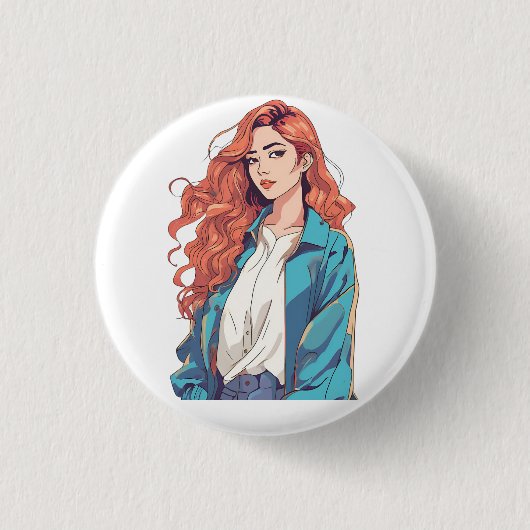 Fiery Redhead Ästhetik Button (Vorderseite)