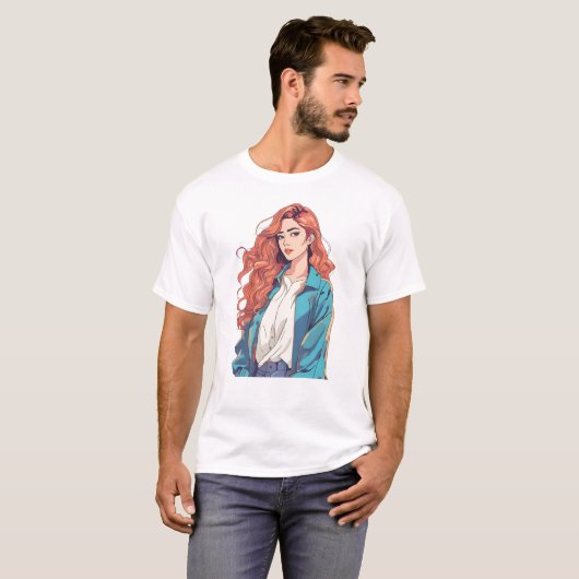 Fiery Redhead Ästhetik T-Shirt (Vorne ganz)