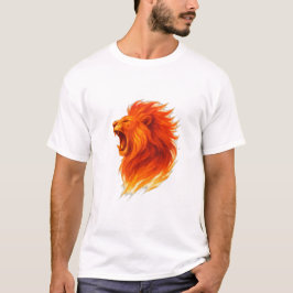 Fiery Roaring Lion Head Illustration T-Shirt