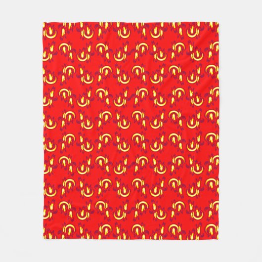 Fiery Rocket Pattern auf Rot Fleecedecke (Vorderseite)