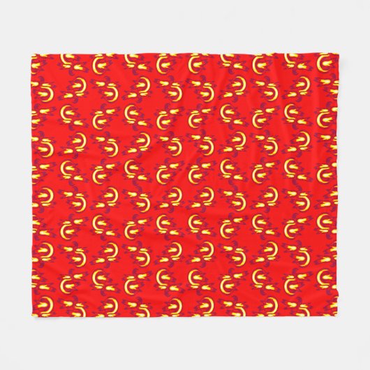 Fiery Rocket Pattern auf Rot Fleecedecke (Vorderseite (Horizontal))