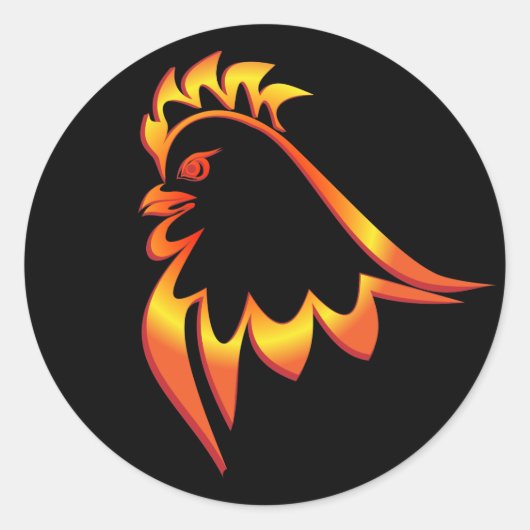 Fiery Rooster Runder Aufkleber (Vorderseite)