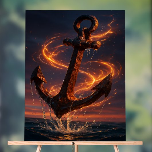 Fiery Rustic Anchor – Nautical Fantasy Wall Art Acrylschild (Neutral)