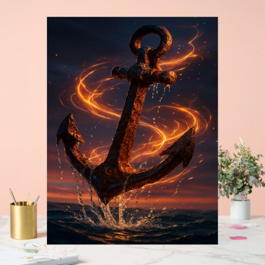 Fiery Rustic Anchor – Nautical Fantasy Wall Art Acrylschild (Hochzeit)