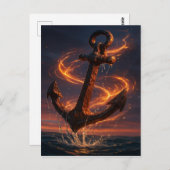 Fiery Rustic Anchor – Nautical Fantasy Wall Art Postkarte (Vorne/Hinten)