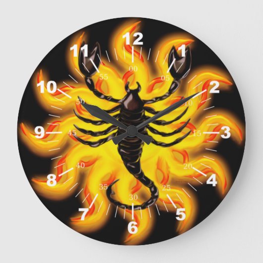 Fiery Scorpio Große Wanduhr (Vorderseite)