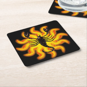 Fiery Scorpio Rechteckiger Pappuntersetzer