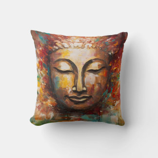 Fiery Serenity - Buddha Expressionist Art Kissen