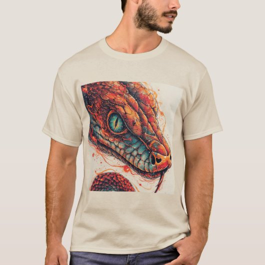 Fiery Serpent mit dynamischer Energie T-Shirt (Vorderseite)