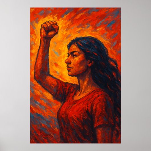 Fiery, She Rises | Feminist Raised Fist Woman Poster (Vorne)