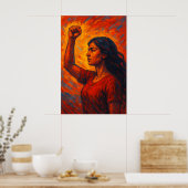 Fiery, She Rises | Feminist Raised Fist Woman Poster (Küche)