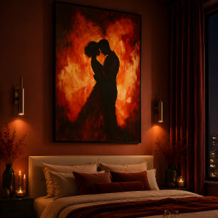 Fiery Silhouette eines Romantik-Coupé-Posters Poster