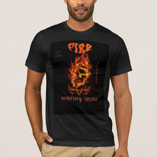 "Fiery Skull & Burning Fire Typography Design" T-Shirt (Vorderseite)