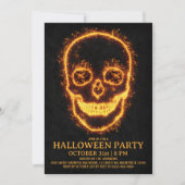 Fiery Skull Halloween-Party Einladung (Vorderseite)