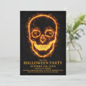 Fiery Skull Halloween-Party Einladung (Stehend Vorderseite)