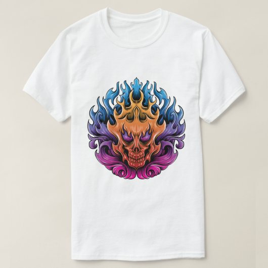 Fiery Skull Mandala T-Shirt (Design vorne)