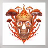 Fiery Skull Mushrooms Poster (Vorne)