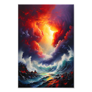 Fiery Sky and Roaring Sea - Dynamic Seascape Art Fotodruck