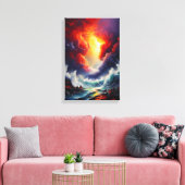 Fiery Sky and Roaring Sea - Dynamic Seascape Art Leinwanddruck (Insitu (Wohnzimmer))