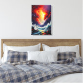 Fiery Sky and Roaring Sea - Dynamic Seascape Art Leinwanddruck (Insitu (Schlafzimmer))